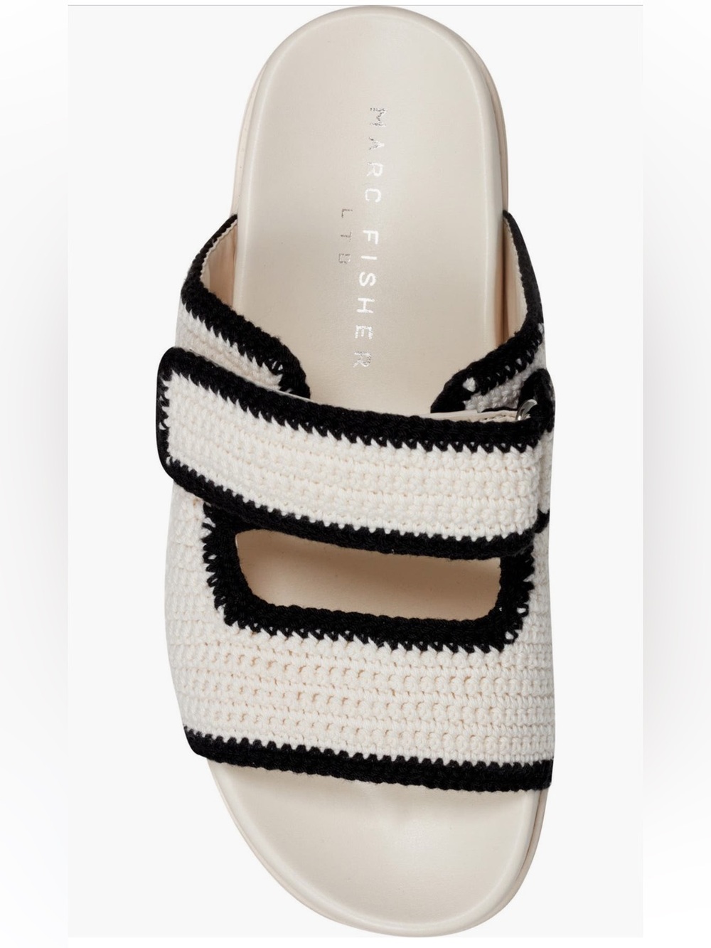 ✨ Marc Fisher LTD Brinleys Two-Strap Slide Sandals | Ivory + Black | 9.5 NIB